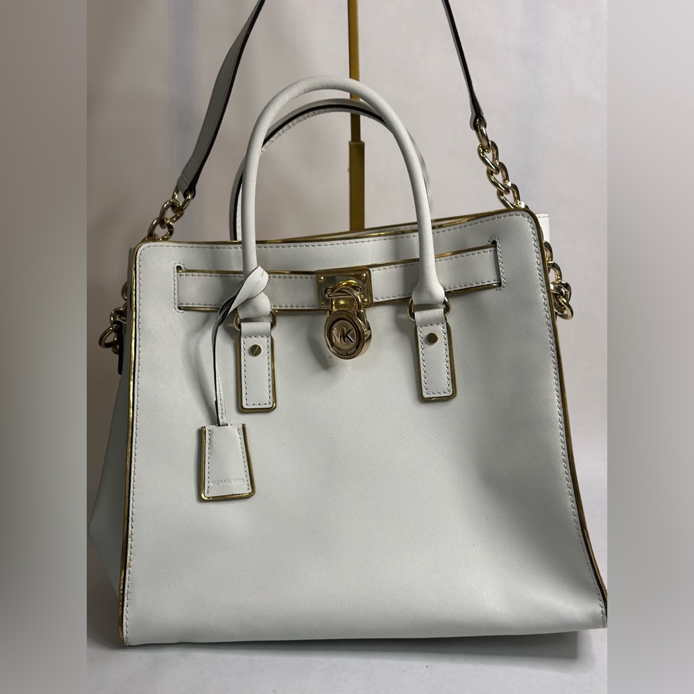 Michael Kors Hamilton Large White Saffiano Leather Tote